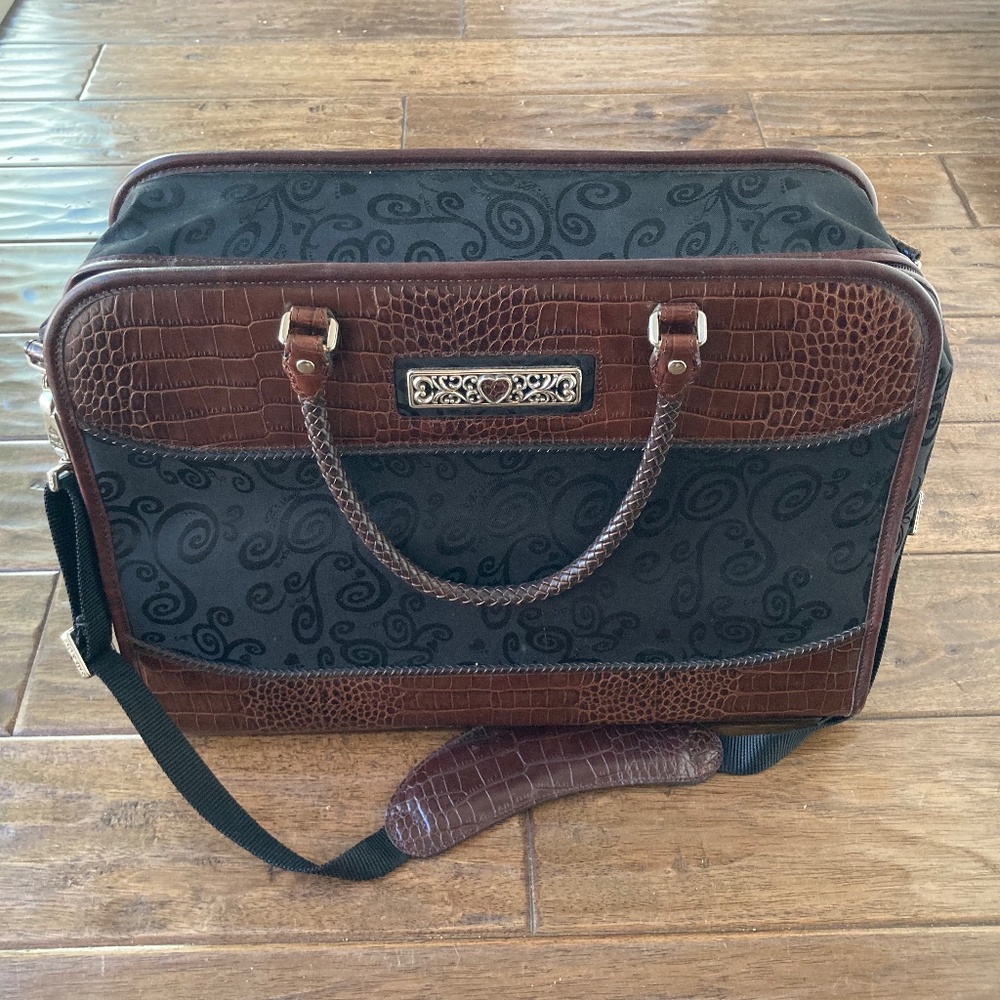 Brighton Black Chocolate Leather Weekender Carry-On Luggage Overnight Travel Bag